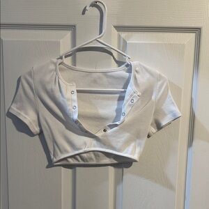 & Other Stories White Snap-Front Crop Top